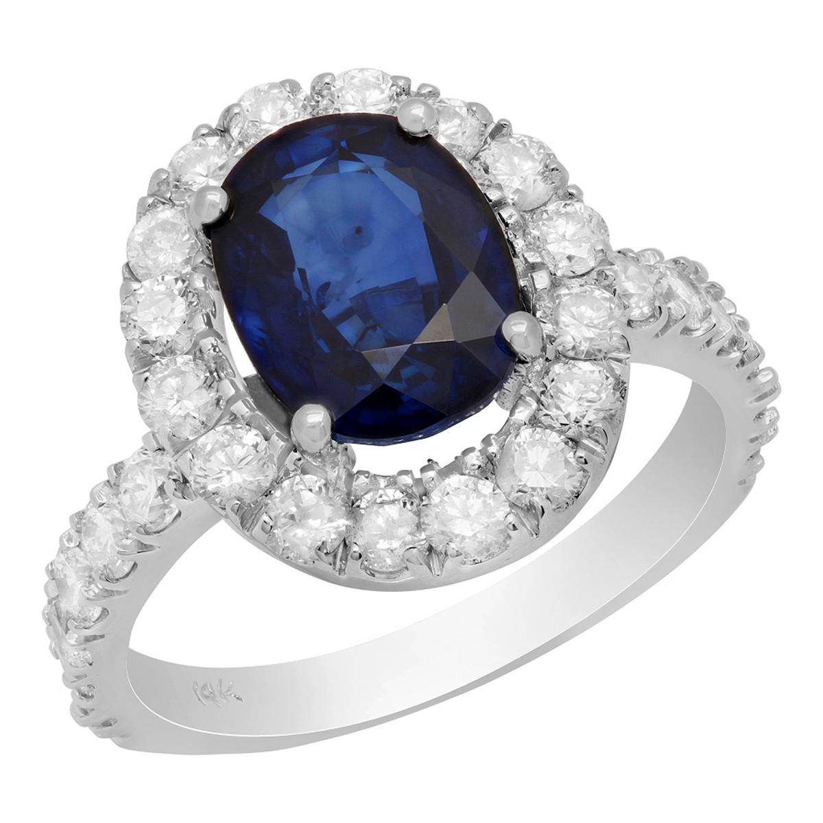 14k White Gold 3.31ct Sapphire 1.45ct Diamond Ring