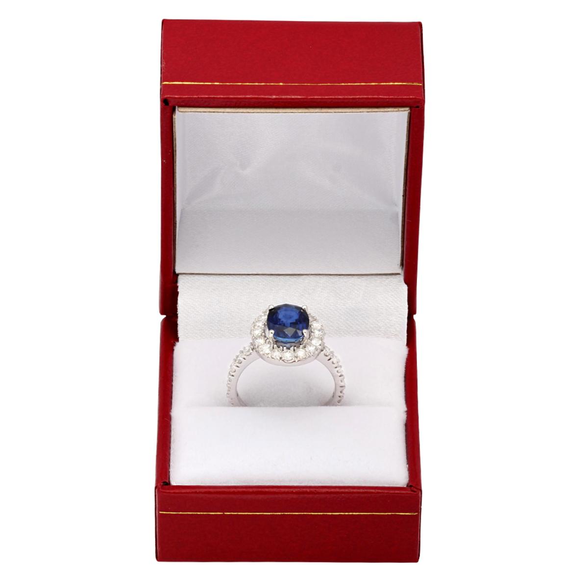 14k White Gold 3.31ct Sapphire 1.45ct Diamond Ring