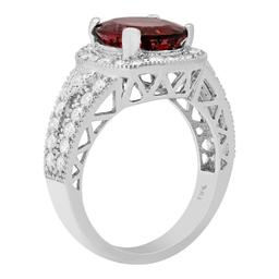 14k White Gold 4.32ct Pink Tourmaline 1.17ct Diamond Ring