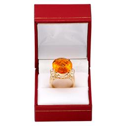 14k Yellow Gold 19.61ct Citrine 0.69ct Diamond Ring