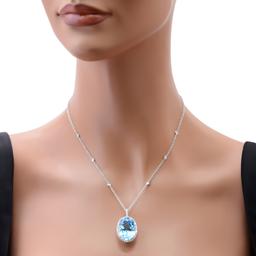 18K White Gold Setting with 20.43ct Blue Topaz and 0.86ct Diamond Pendant