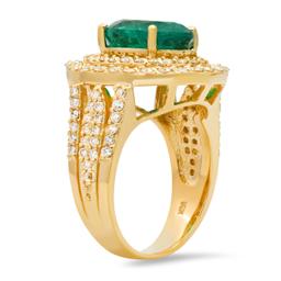 14K Yellow Gold 3.97ct Emerald and 1.83ct Diamond Ring