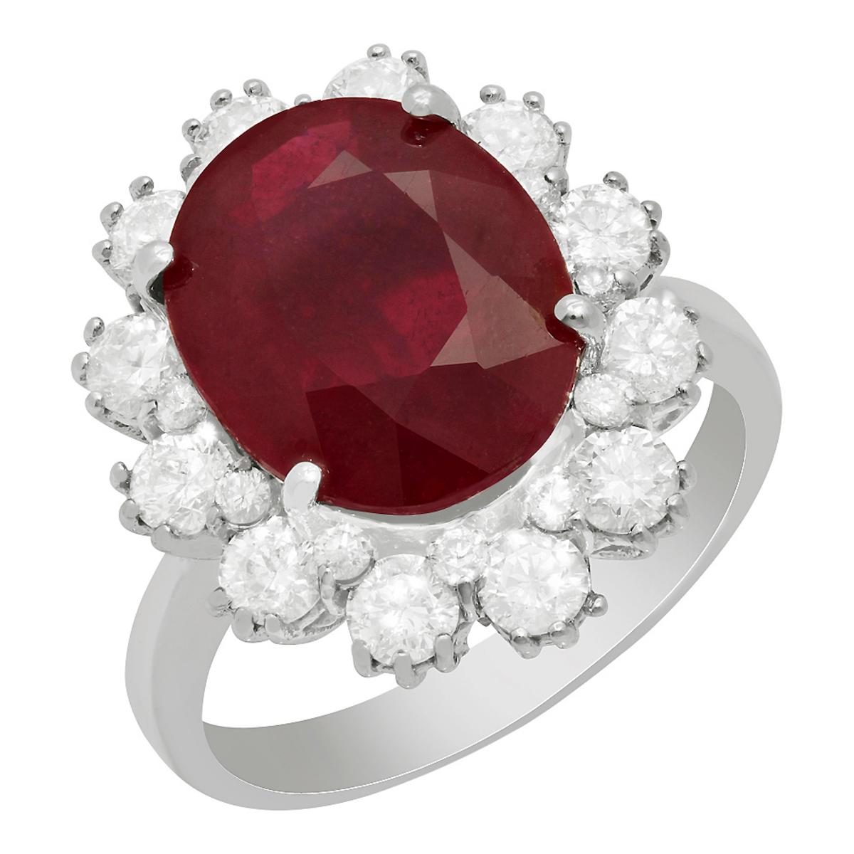 14k White Gold 6.15ct Ruby 1.44ct Diamond Ring