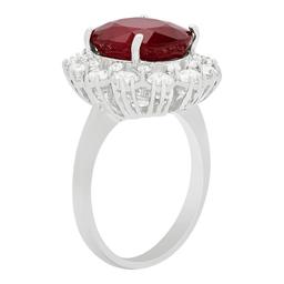 14k White Gold 6.15ct Ruby 1.44ct Diamond Ring