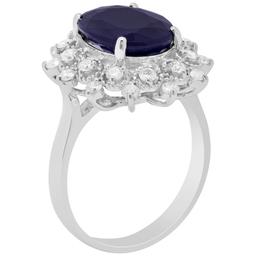 14k White Gold 5.28ct Sapphire 0.66ct Diamond Ring