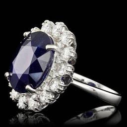 14K White Gold 10.87ct Sapphire and 1.46ct Diamond Ring
