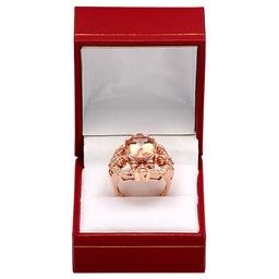 14k Rose Gold 7.27ct Morganite 0.75ct Pink Sapphire 0.59ct Diamond Ring