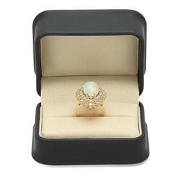 14K Yellow Gold 4.57ct Opal and 2.54ct Diamond Ring