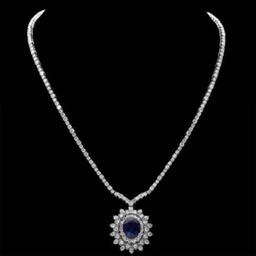 18K White Gold 6.10ct Tanzanite 10.65ct Diamond Necklace