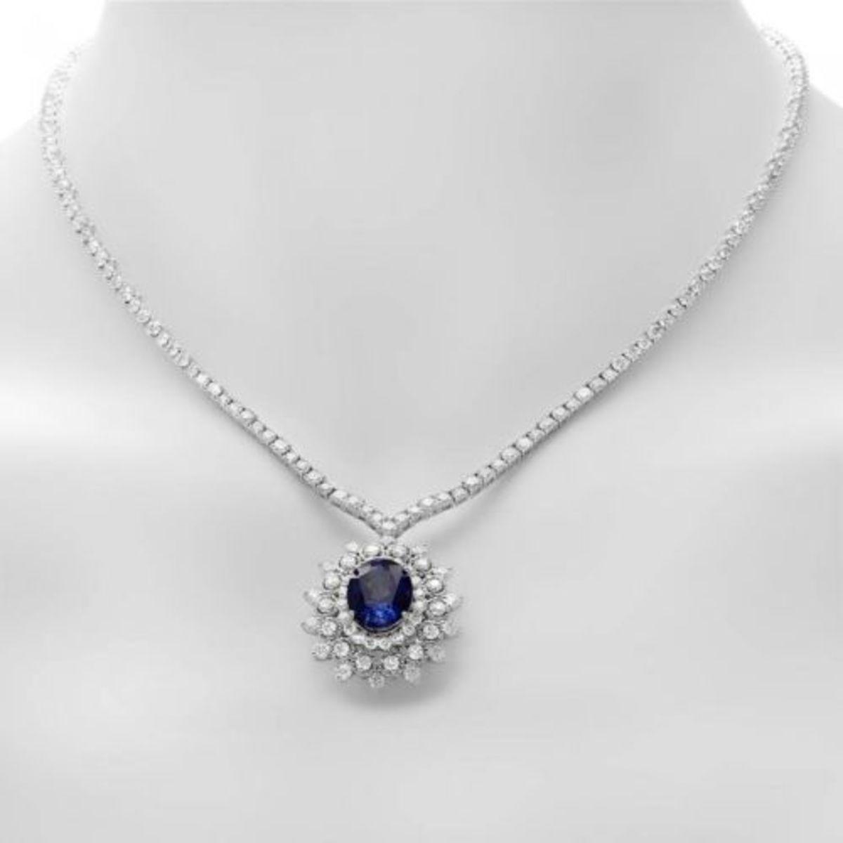 18K White Gold 6.10ct Tanzanite 10.65ct Diamond Necklace