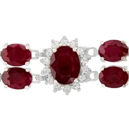 14k White Gold 43.10ct Ruby 1.65ct Diamond Bracelet