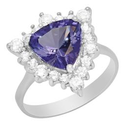 14k White Gold 2.70ct Tanzanite 0.67ct Diamond Ring