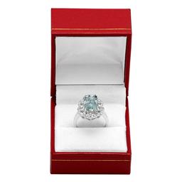 14k White Gold 4.09ct Aquamarine 0.79ct Diamond Ring