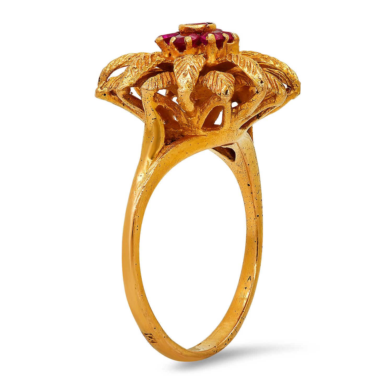 18K Yellow Gold Setting with 0.25ct Ruby Ladies Ring