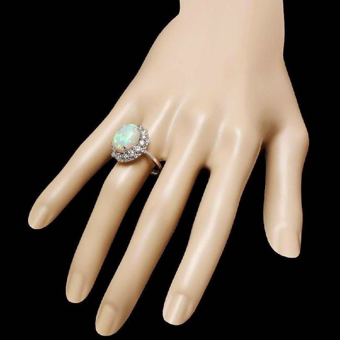 14K White Gold 4.36ct Opal and 1.33ct Diamond Ring