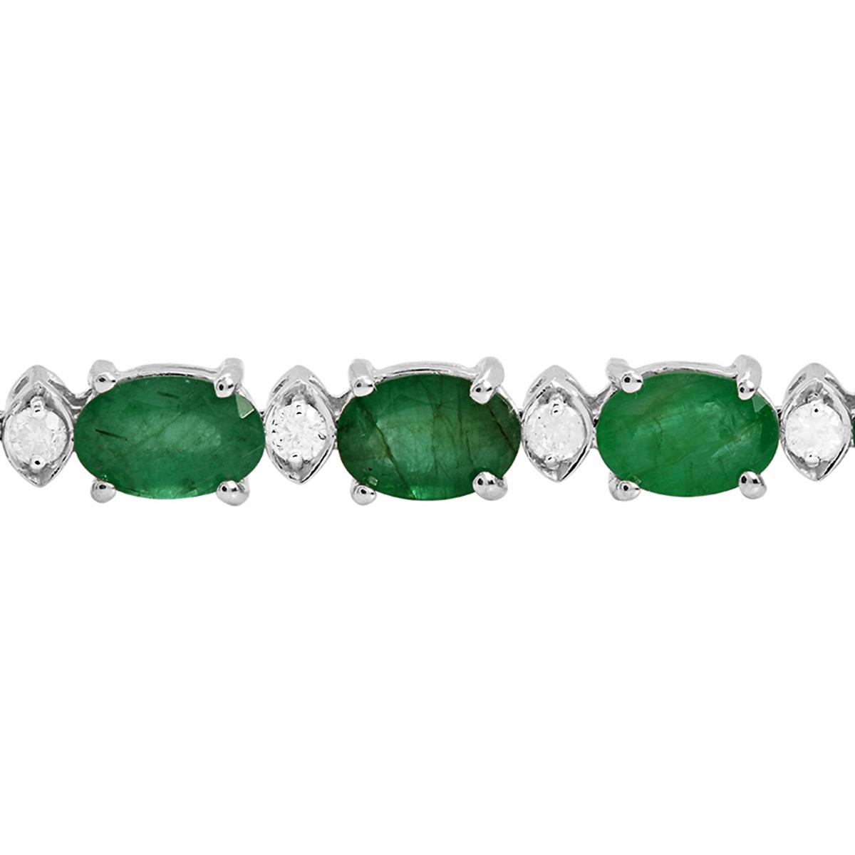 14k White Gold 11.20ct Emerald 0.67ct Diamond Bracelet