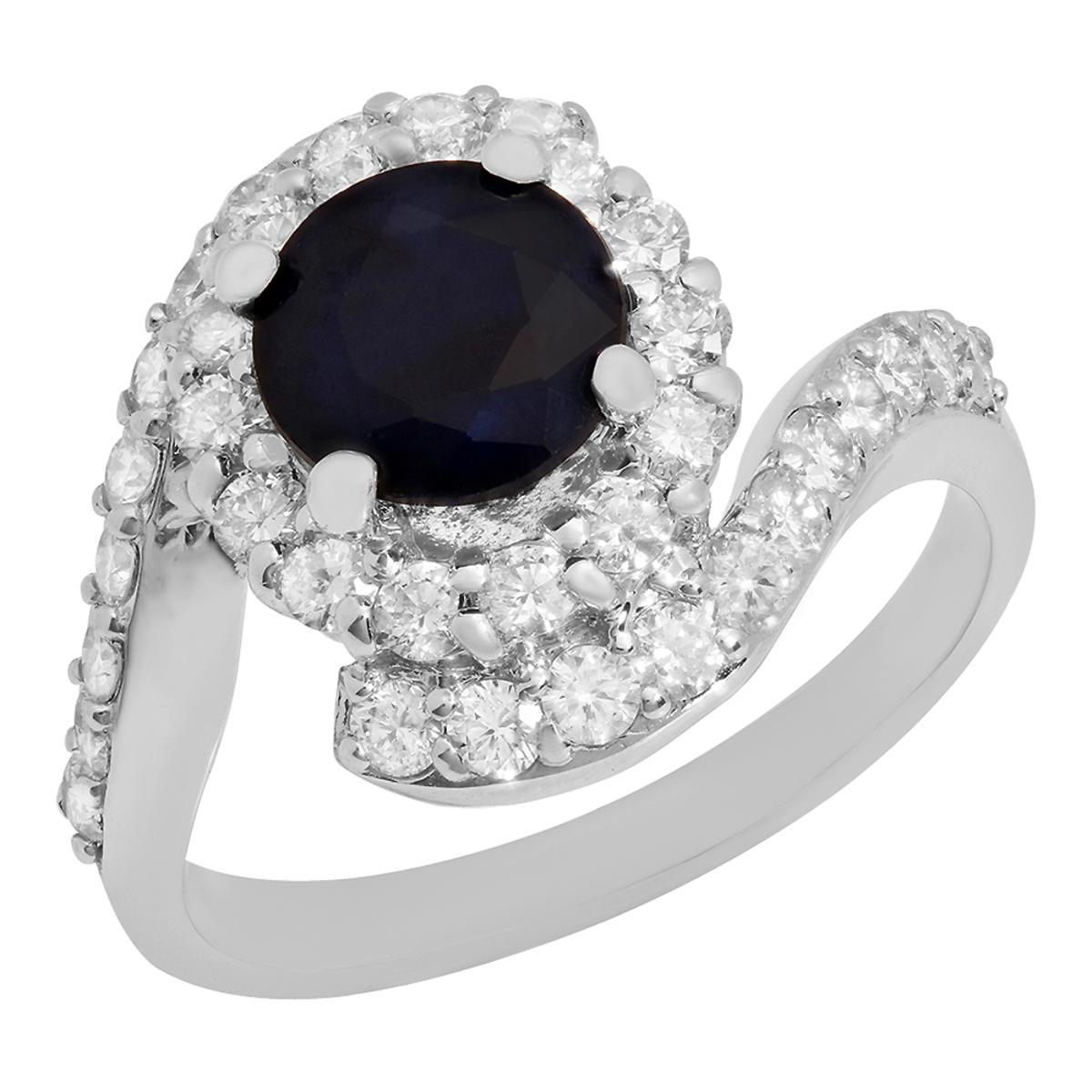 14k White Gold 1.74ct Sapphire 1.09ct Diamond Ring