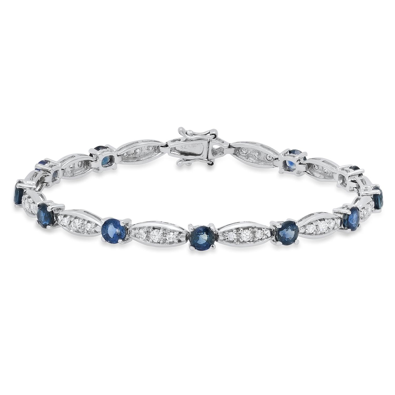 18K White Gold Setting with 4.25ct Sapphire and 0.88ct Diamond Bracelet