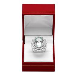 14k White Gold 12.69ct Aquamarine 2.06ct Diamond Ring