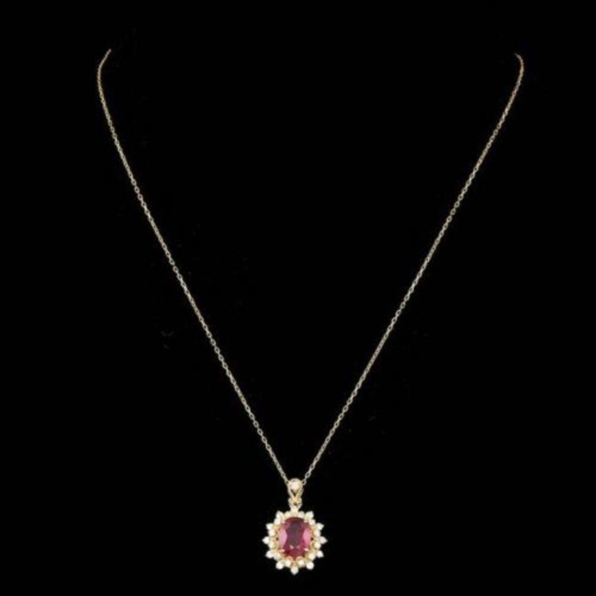 14K Gold 3.12ct Ruby 0.66ct Diamond Pendant