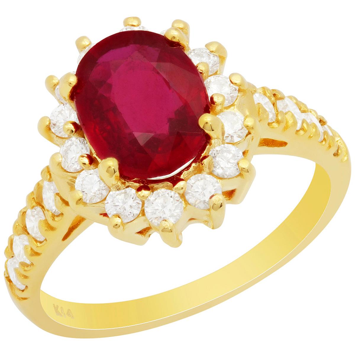 14k Yellow Gold 2.23ct Ruby 0.75ct Diamond Ring