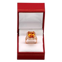 14k Rose Gold 7.89ct Citrine 1.40ct Diamond Ring