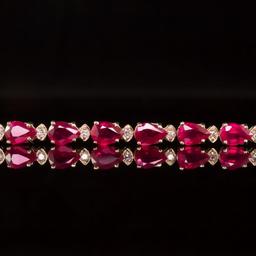 14K Gold 16.35ct Ruby 0.68ct Diamond Bracelet