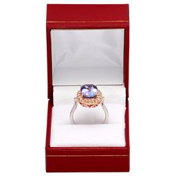 14k Rose & White Gold 5.05ct Tanzanite 0.42ct Diamond Ring