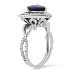 14K White Gold Setting with 2.50ct Sapphire and 1.00ct Diamond Ladies Ring