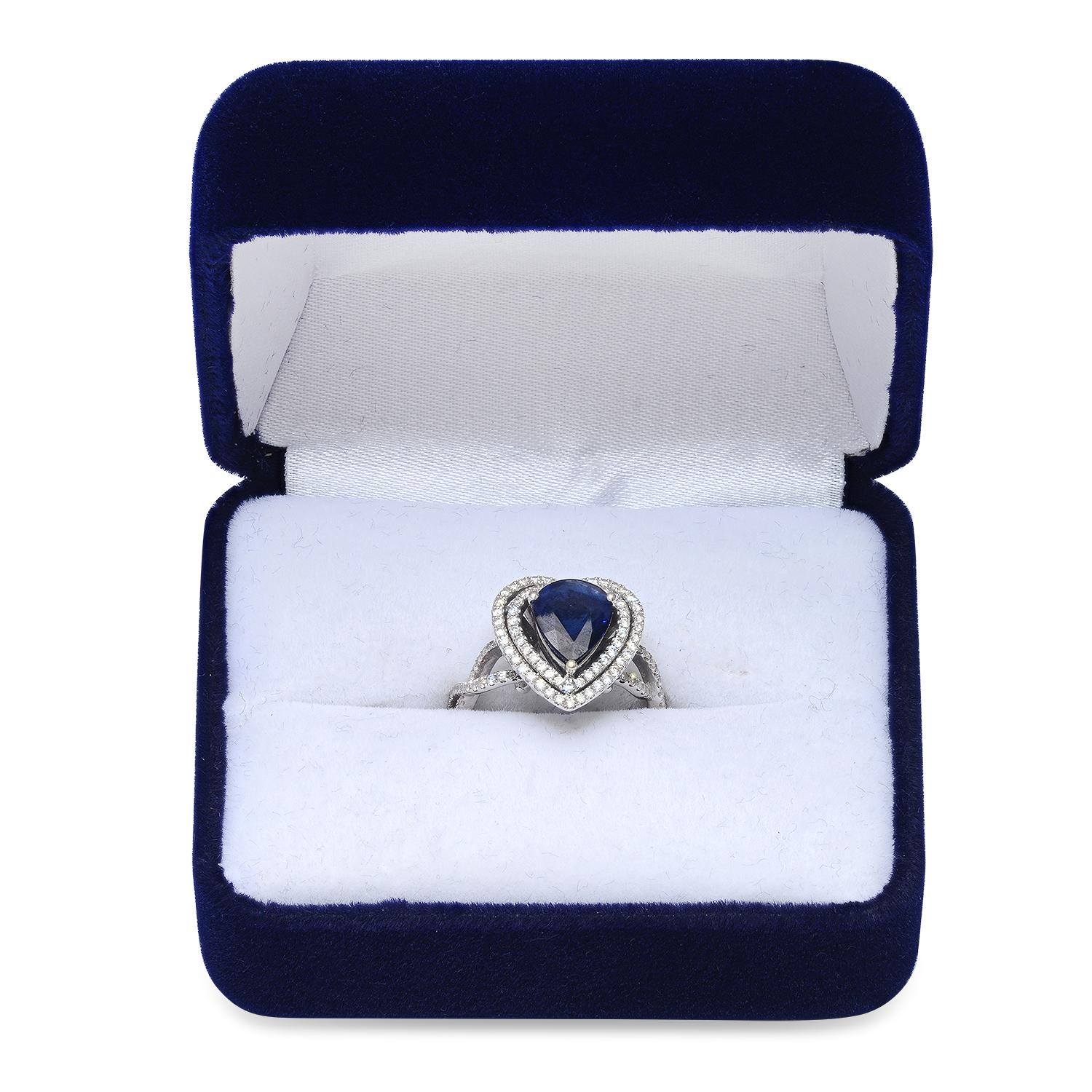 14K White Gold Setting with 2.50ct Sapphire and 1.00ct Diamond Ladies Ring