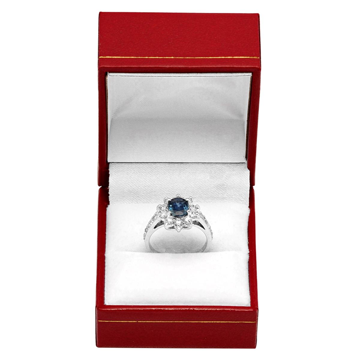 14k White Gold 1.41ct Sapphire 1.03ct Diamond Ring