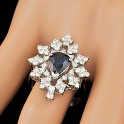 14K White Gold 1.92ct Sapphire and 1.60ct Diamond Ring