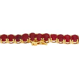 14k Yellow Gold 57.14ct Ruby 1.08ct Diamond Necklace