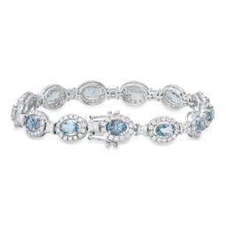 18K White Gold Setting with 5.56ct Aquamarine and 4.08ct Diamond Ladies Bracelet