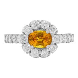 14k White Gold 1.43ct Yellow Sapphire 1.56ct Diamond Ring