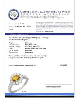 14k White Gold 1.43ct Yellow Sapphire 1.56ct Diamond Ring