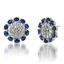 18K White Gold Setting with 5.0ct Sapphire and 1.46ct Diamond Ladies Earrings