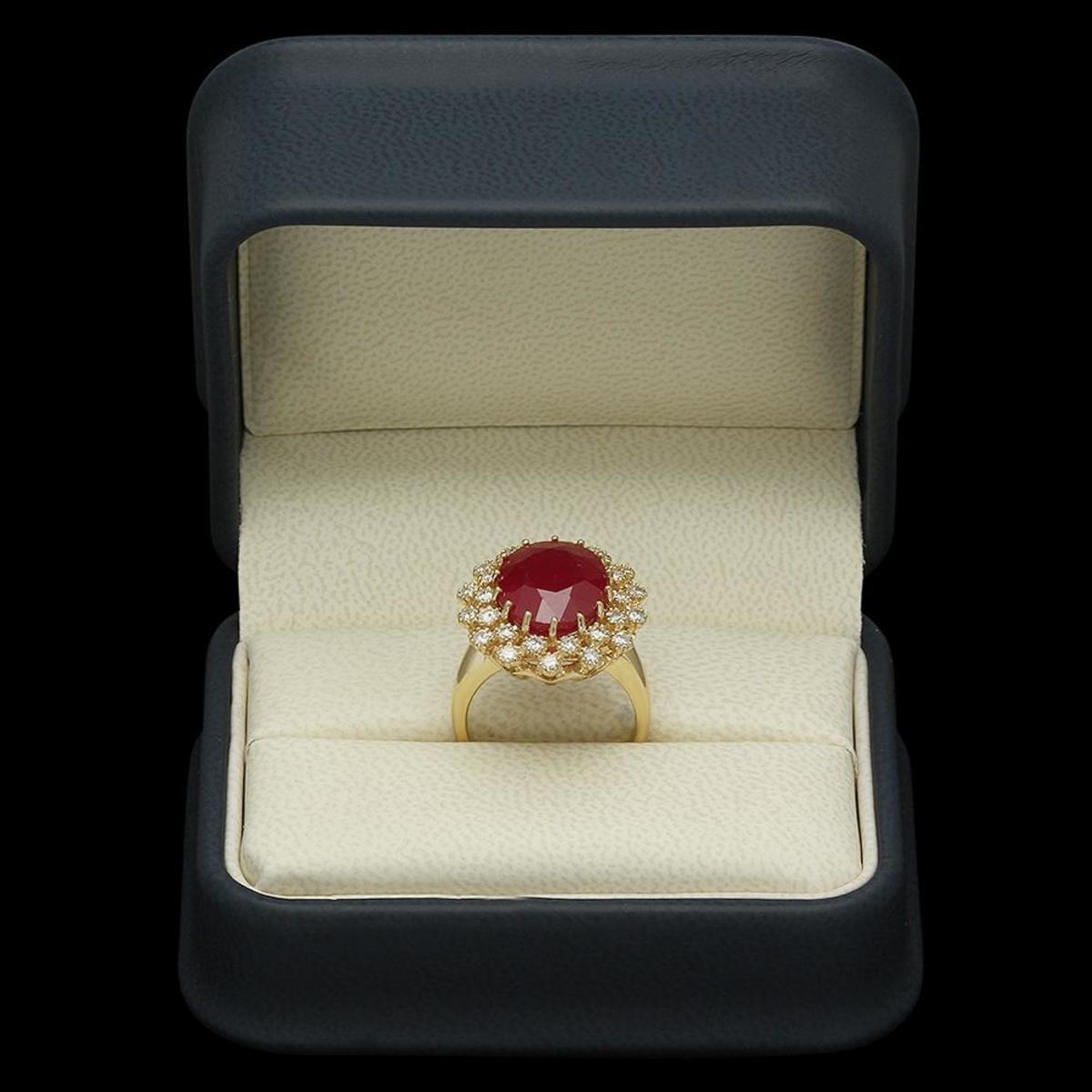 14K Yellow Gold 9.32ct Ruby and 1.01ct Diamond Ring