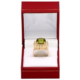 14k Yellow Gold 7.69ct Peridot 1.82ct Diamond Ring