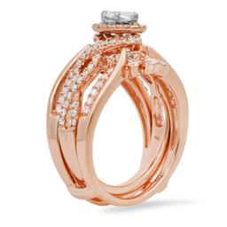 14K Rose Gold Two Ring Set with 1.29tcw Diamond Ladies Ring