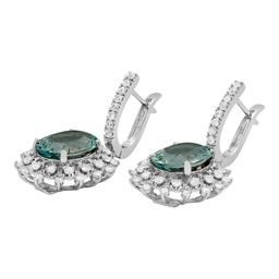 14k White Gold 8.87ct Aquamarine 0.80ct Diamond Earrings