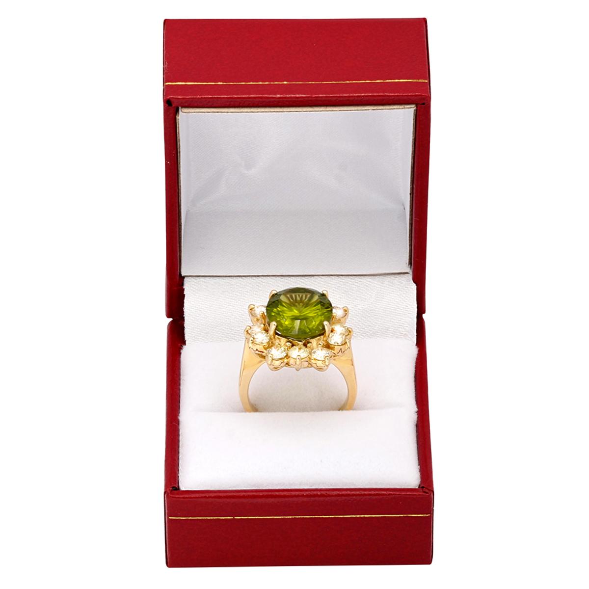 14k Yellow Gold 8.31ct Peridot 1.98ct Diamond Ring