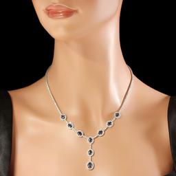 14K Gold 5.33ct Sapphire 5.70cts Diamond Necklace