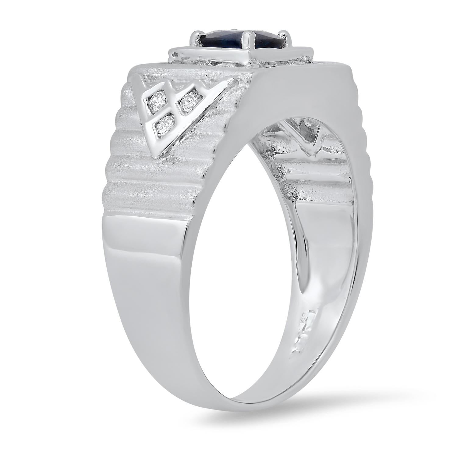 18K White Gold Setting with 0.63ct Sapphire and 0.36ct Diamond Ladies Ring