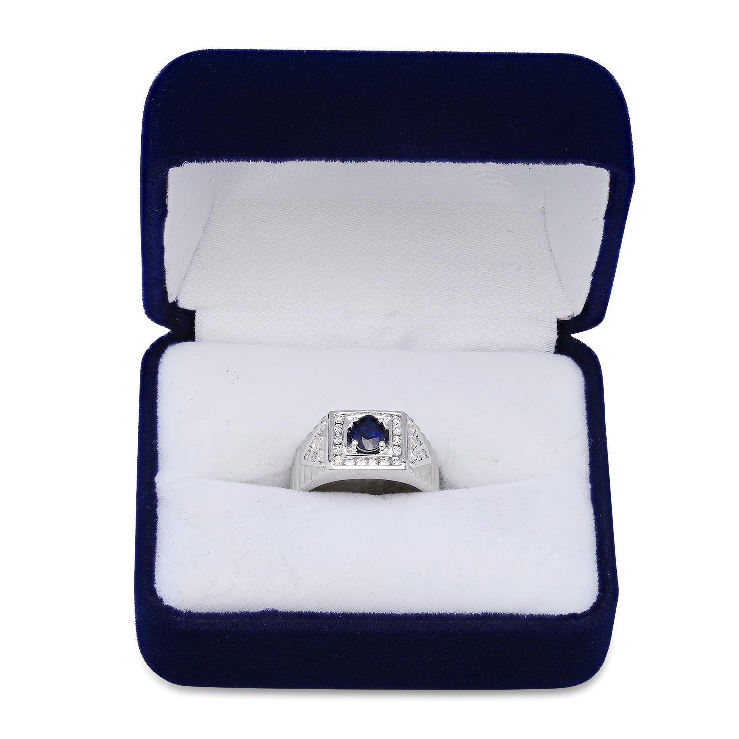 18K White Gold Setting with 0.63ct Sapphire and 0.36ct Diamond Ladies Ring