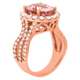 14k Rose Gold 3.87ct Morganite 1.41ct Diamond Ring