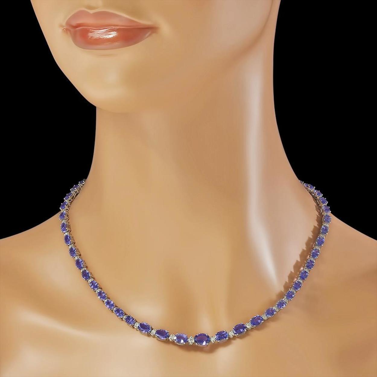 14K Gold 23.76ct Tanzanite 0.99ct Diamond Necklace