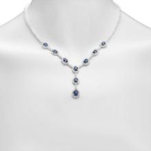 14K Gold 5.33ct Sapphire 5.70cts Diamond Necklace