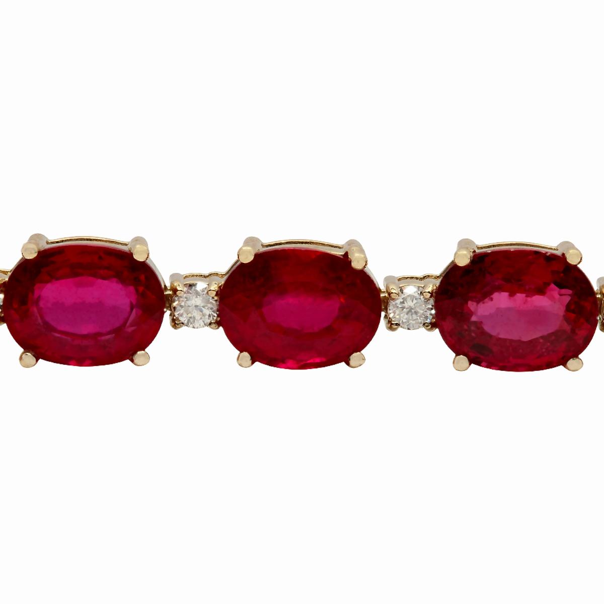 14k Yellow Gold 29.89ct Ruby 0.78ct Diamond Bracelet