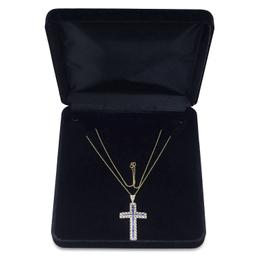 14K White Gold Setting with 2.40ct Sapphire and 0.52ct Diamond Cross Pendant